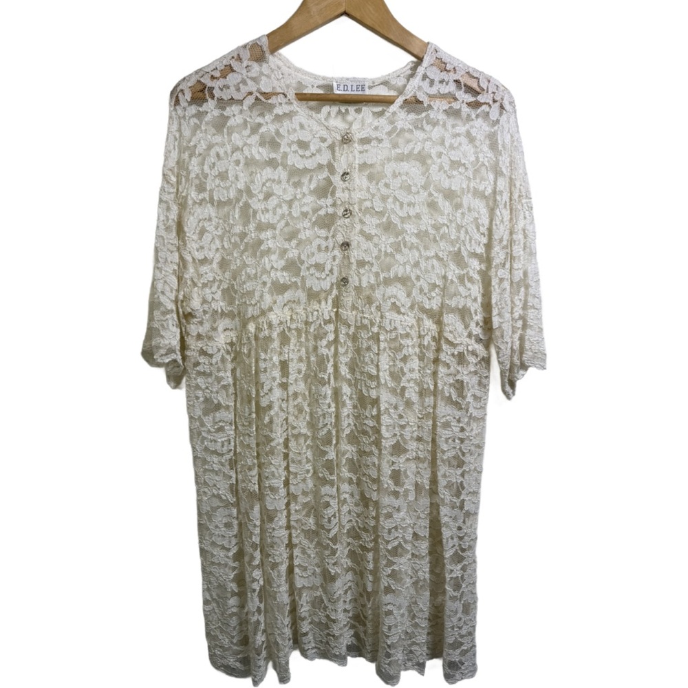 Vintage Cream Lace Midi Dress